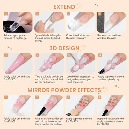 SUPWEE 3d Gel Nail Art Sculpture Non Stick Hand Molding Gel for Nails Multifunctional Solid Builder Gels for Extension Carving Sculpting Beauty Charms for Beignner and Salon DIY