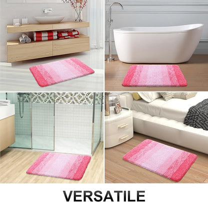 OLANLY Large Bathroom Rugs Mat 45x27, Extra Soft Absorbent Microfiber Bath Rugs, Rubber Backing, Quick Dry, Machine Washable Bath Mats for Bathroom Floor, Tub and Shower, Home Decor Accessories, Pink