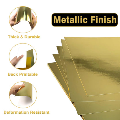 Erilano Gold Cardstock Paper 50 Sheets, 8.5x11 Inch Premium 92lb/250GSM Glossy Metallic Foil Paper, Mirror Finish for Wedding Invitations, Card Making, Certificates, Scrapbooking