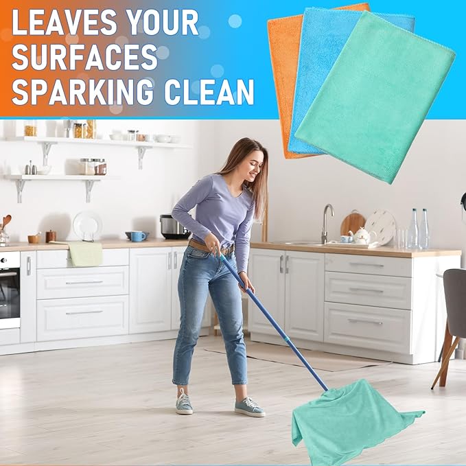 Newwiee 3 Pcs Extra Large Microfiber Cleaning Cloth 30" x 20" Washable Reusable