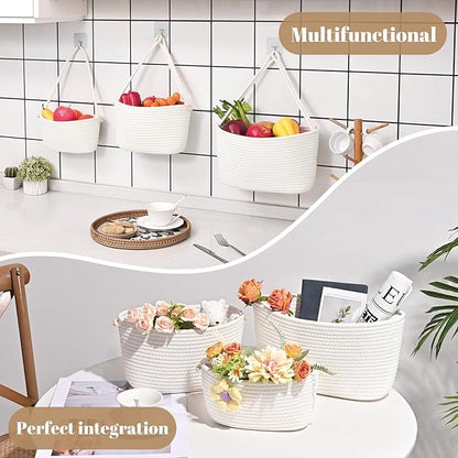 Hanging Storage Baskets, Over the Door Basket, Cotton Wall Baskets Storage