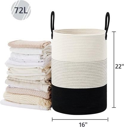 VIPOSCO Large Laundry Hamper, Tall Woven Rope Storage Basket