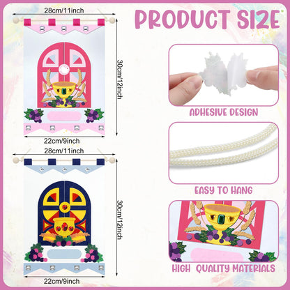 Hillsuren 2 Pack First Communion Banner Kit for Girls Boys, 9 x 12 Inches Felt First Holy Communion Banner Sunday School Gates Decoration for Church Catholic School DIY Crafts Supplies