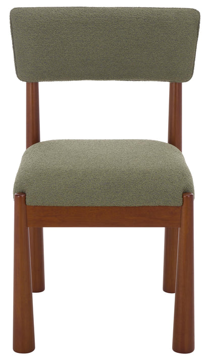 SAFAVIEH Home Collection – Koki Walnut & Green Upholstered Dining Chair, Padded Seat & Back (DCH9222D)
