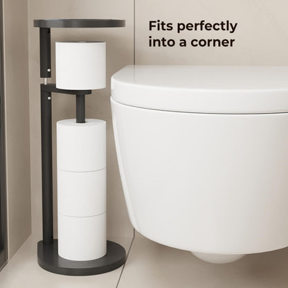 Wealone Toilet Paper Holder Stand, Free Standing Toilet Paper Roll Holder, Modern Bathroom Toilet Tissue Dispenser Organizer, Corner-Adaptive Design for Bathroom