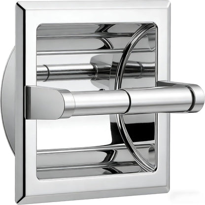 FORIOUS Recessed Toilet Paper Holder, Stainless Steel Durable Tissue Roll Holder Wall Mount for Bathroom Space Saving Design with Mounting Bracket, Wall Toilet Paper Dispenser Insert, Chrome
