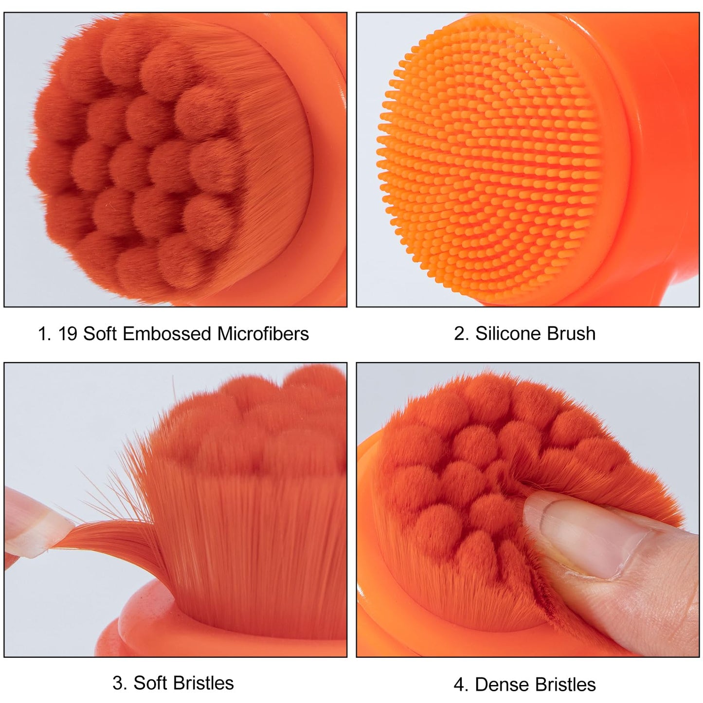 Face Brush 2 in 1, Facial Cleansing Exfoliating Scrubber Brush, Silicone Double Side Manual Face Wash Scrub Brush with Soft Bamboo Charcoal Fiber for Deep Pore Cleansing, Massaging, Skin Care