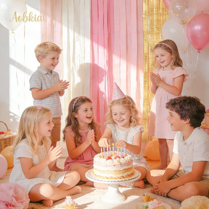 AOBKIAT Pink Gold Party Decorations Kit - 27PCS wirh Pom Poms & Lantern & Fans & Swirls & Garland & Crepe Paper Streamers for Birthday,Wedding,Baby Shower,Bachelorette,Princess Party