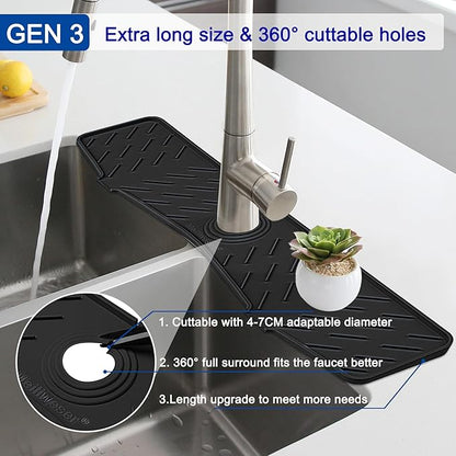 Meiliweser Silicone Faucet Splash Guard Gen 3-10° Large Slope & Adaptable Hole