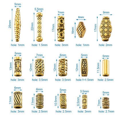 Craftdady 150Pcs Antique Gold Tube Bar Spacer Beads Tibetan Metal Column Barrel Drum Beads for Jewelry Crafts Making Hole:1-3.5mm
