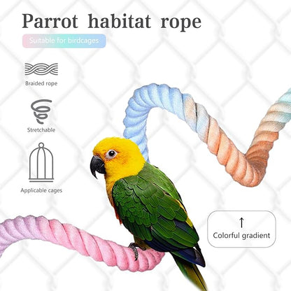 3pcs Gradient Colorful Bird Rope Perch Stand,Bird Cage Climbing Rope Toys Accessories,Bendable Climbing,Parakeet Lovebirds Cockatiels Budgies Play (15.7'',23.6'',39.3''BB)