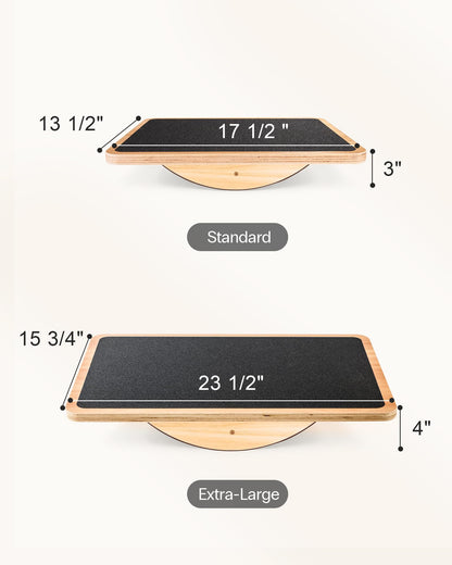 StrongTek Professional Wooden Balance Board, Rocker Board, Wood Standing Desk Accessory, Balancing Board for Under Desk, Anti Slip Roller, Core Strength, Stability, Office Wobble Boards