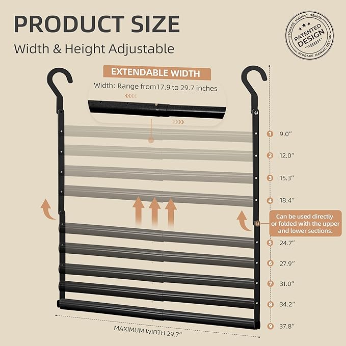 STORAGE MANIAC Adjustable Closet Rod Extender, Heavy Duty Space-Saving Clothes