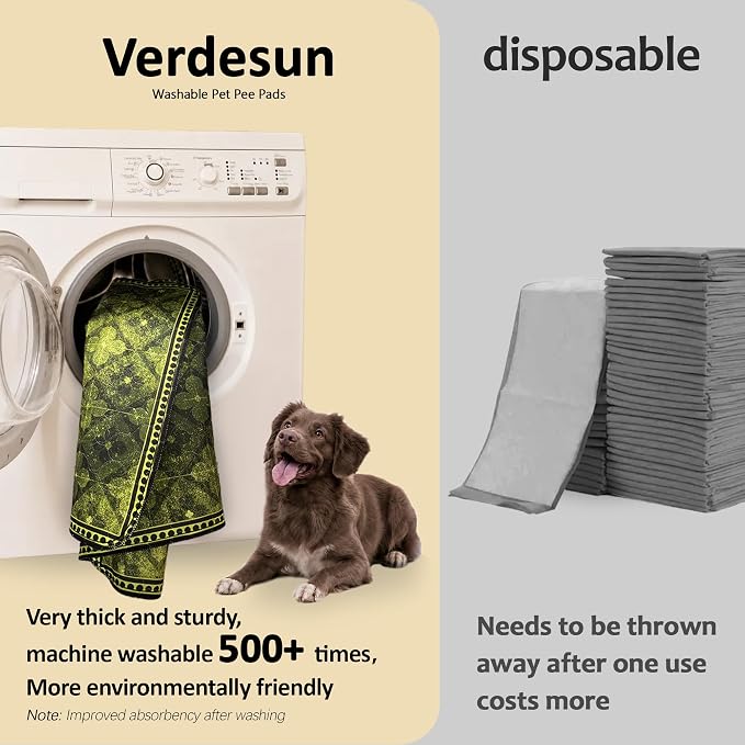 Washable Pee Pads for Dogs, Reusable Puppy Potty Training Pads, Ultra-Absorbent Thick Waterproof Leak-Proof Non-Slip Pads & Mat for Crate, Playpen, Floor, Whelping & Housebreaking , 2 Pack 48"x72"