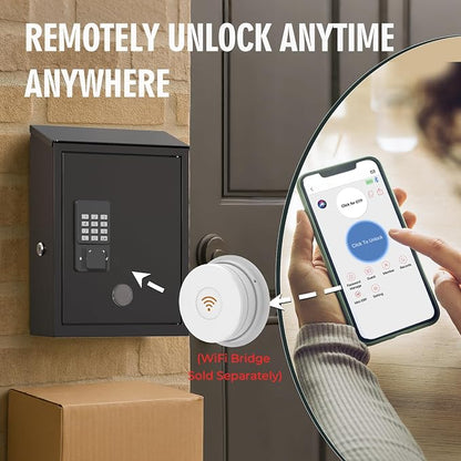 Mailbox with Electronic Lock, Locking Mail Boxes for House, Wall Mount Business Suggestion Box, Key Drop Box, One Time Code/Permanent Code/Spare Key Unlock, Large Capacity, Black, 14x4x10in