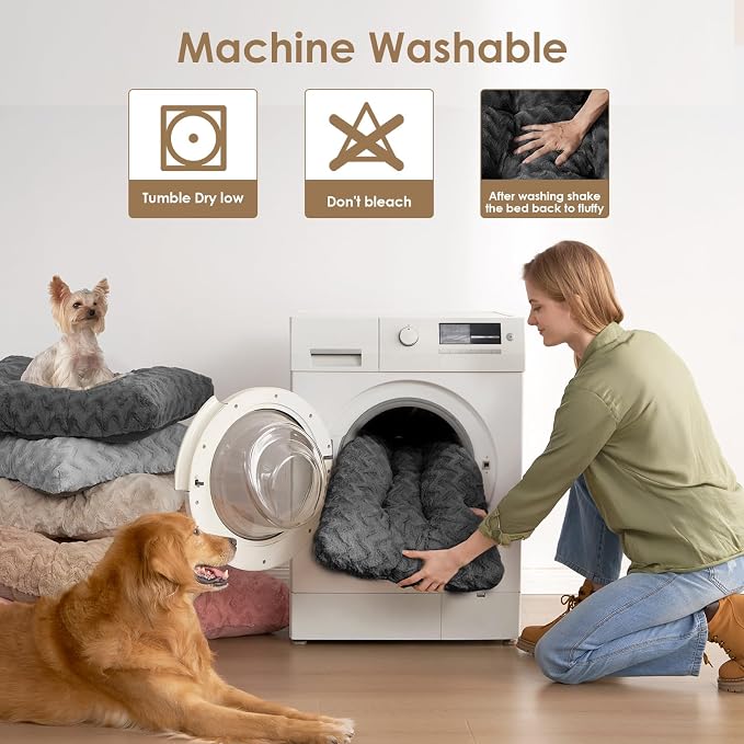 EHEYCIGA Washable Medium Dog Bed for Crate 29x21 Inch, Kennel Pad for Dogs Up to 35 lbs, Plush and Comfy Pet Sleeping Mat, Charcoal