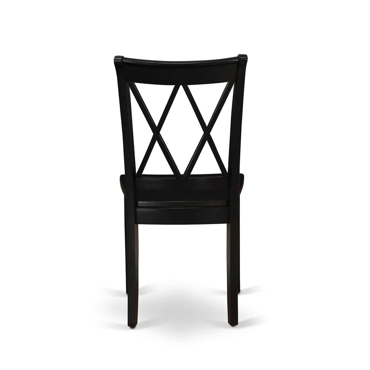 East West Furniture CLC-BLK-W Clarksville Dining Chairs - Double Cross Back Wooden Seat Chairs, Set of 2, Black