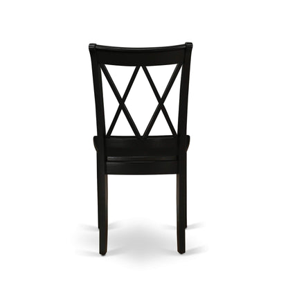 East West Furniture CLC-BLK-W Clarksville Dining Chairs - Double Cross Back Wooden Seat Chairs, Set of 2, Black