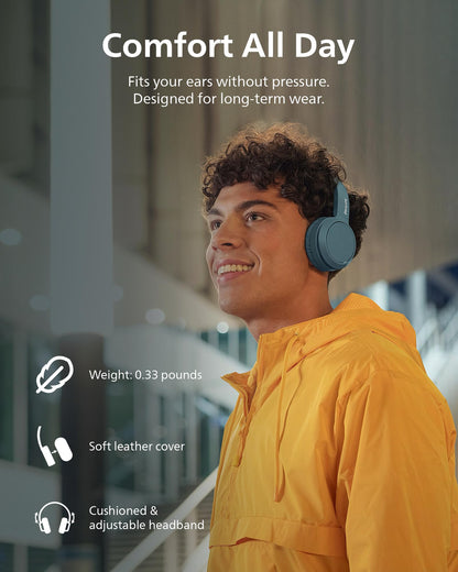 Philips H4205 Wireless Headphone,On-Ear Bluetooth Headphone with BASS Boost,Quality Sound,32mm Drivers,29-Hour Battery Life,Fast Charging,Lightweight,Adjustable Cushioned Headband,Soft Ear Cups,Blue