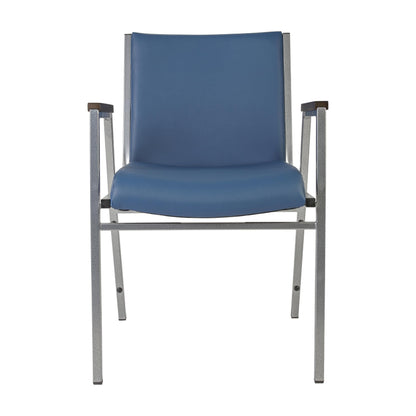 Flash Furniture Hercules Series Heavy Duty Navy Vinyl Stack Chair with Arms and Ganging Bracket