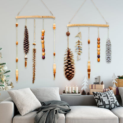 Chunful 4 Pcs 15 Inch Driftwood Wall Hanging Jewelry Hanger Rustic Wood Logs Hanging Branch Decor with 5 Hooks Natural Driftwood Decorative Branches Farmhouse Wooden Hook Mounted