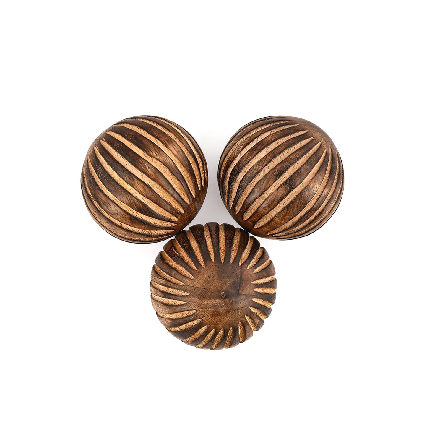 Mahasu Decorative Balls Set of 3 Mango Wood Home Decor Modern Balls for Living Room, Bedroom, Kitchen (3" x 3"x 3")