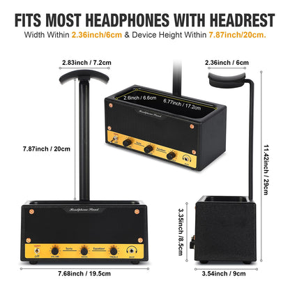 Lesdexzz Headphone Stand with Cable Storage, Display Music Lovers' Decorative Items & Suitable Headphone Holder, Contains 1 Base 1 Support Rod 1 Headrest (Metal Texture Black)