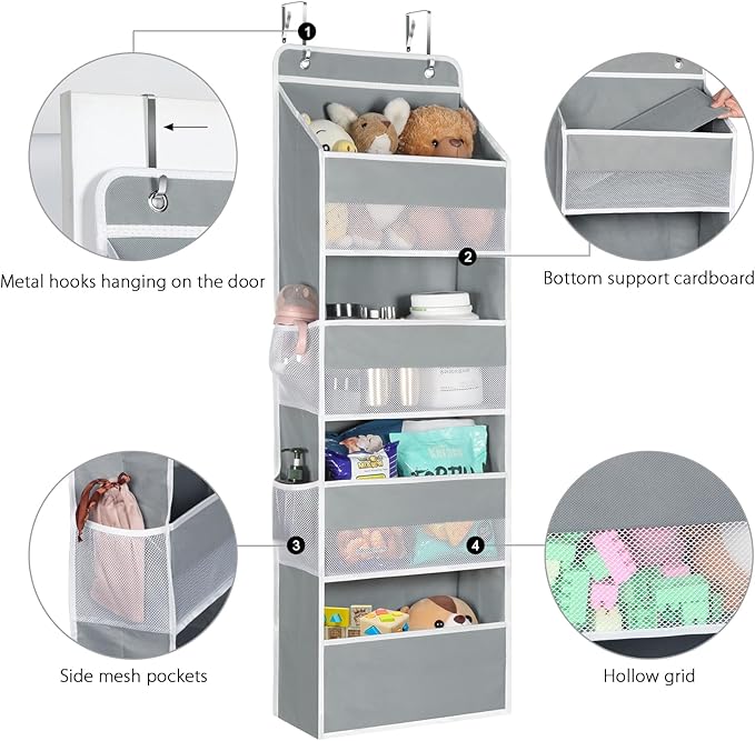 Univivi 4-Shelf Door Hanging Organizer Baby Door Storage Wall Mount Storage