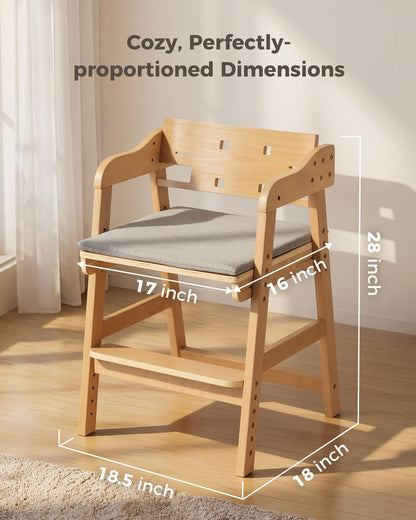 ONTHEWEI Wooden Baby High Chair for Babies, Toddler & Adult Up to 330Lbs, Anti-Tip Adjustable High Chair with Detachable Tray, Baby Sets, Soft Cushion, Ergonomic & Easy Clean