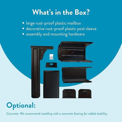 Architectural Mailboxes Gentry Plastic, Dual Access, Mailbox and Post Kit, GGC1B00AM, Black, Large Capacity