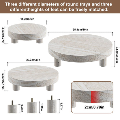HAWHUV 3 Pcs Wood Plant Stand Indoor Outdoor, Round Wood Riser for Decor 6/8/10" Wooden Stool Display Stand Flower Pot Holder Small Planter Tray Modern Potter Decorative for Desktop Counter Room