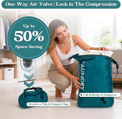 Travel Laundry Bag, Vacuum Compression Dirty Clothes Travel Bag, Waterproof