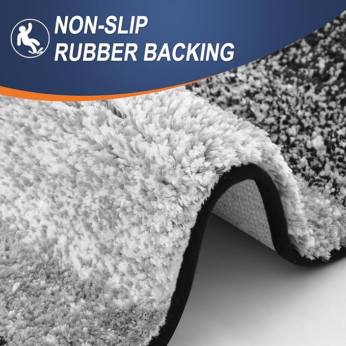 OLANLY Bathroom Runner Rugs Mat 70x20, Extra Soft Absorbent Microfiber Bath Rugs, Rubber Backing, Quick Dry, Washable Long Bath Mats for Bathroom Floor, Tub and Shower, Home Decor Accessories, Black