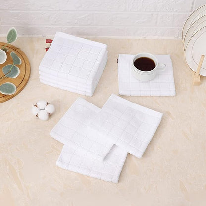 Mordimy 100% Cotton Terry Cloth Dish Cloths, Soft and Absorbent Checkered Dish