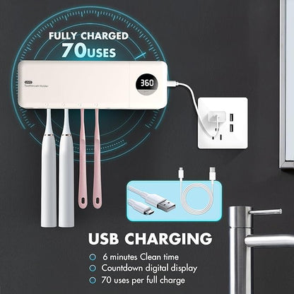 Sanitizeri Toothbrush Holder, Sanitizeri Toothbrush Cleaner, 2000mAh