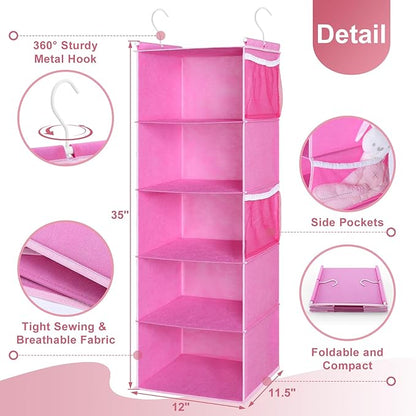 MAX Houser 5-Shelf Hanging Closet Organizer, Hanging Storage Shelves