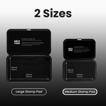 NEO MARK Medium Stamp Pad Kit (1oz Ink Included)-2.8"x 4.4", Magnetic Lid, Premium Quality Felt Stamp Pad (Black)