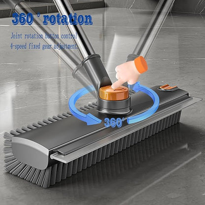 Floor Scrubbing Brush with Squeegee, 2 in 1 Grout Brush with 54" Adjustable
