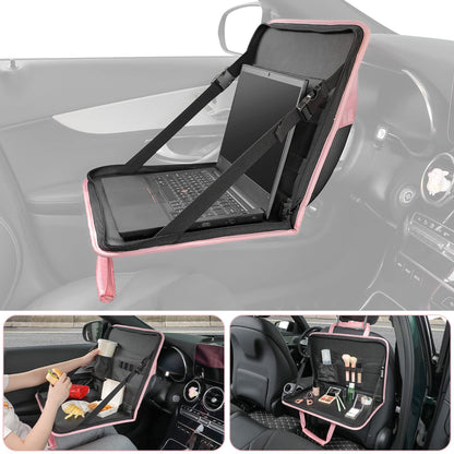 JOYTUTUS 3 in 1 Steering Wheel Eating Tray, Car Back Seat Laptop Desk, Multifunctional Office Bag, Car Work Table for Writing, Car Organizer for Kids, Commuters, Family