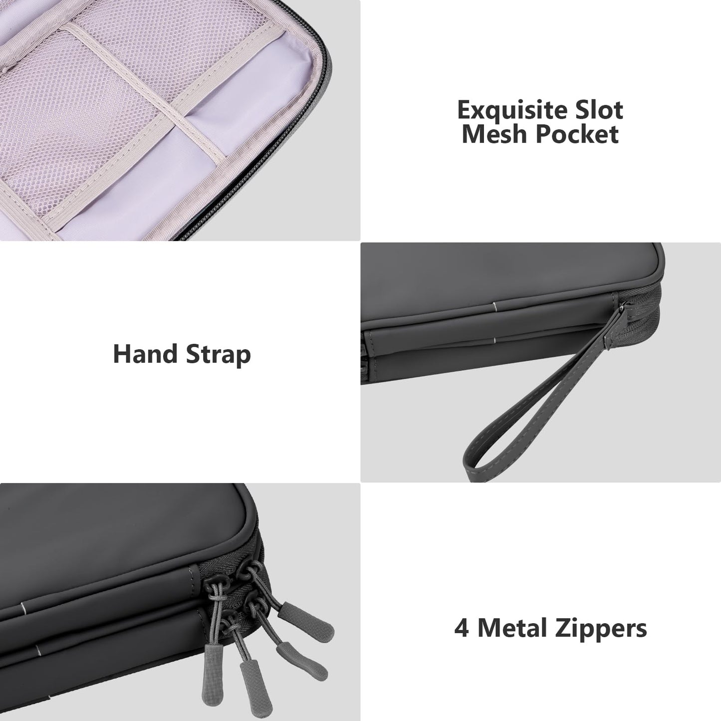DDgro Travel Accessories Organizer Electronics Pouch for Keeping Certificates Charger/Power Bank/Cables/Mouse/Earphone (Medium, Black)