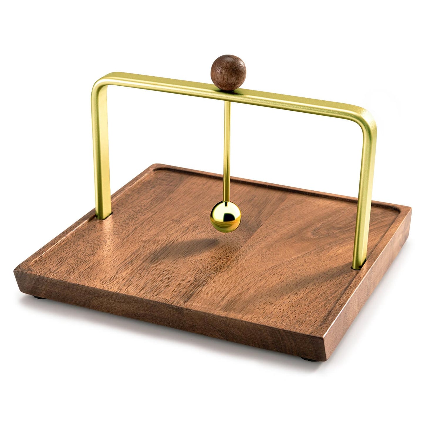 Wood Napkin Holder for Table, Square Tabletop Napkin Dispenser with Sophisticatedly Metal Center Bar, Cocktail Napkin Holder for Home, Kitchen, Office, Restaurant, Hotel, Cafe, Bar