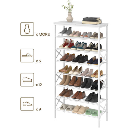 YATINEY 8 Tier Shoe Rack, Shoe Storage Organizer, Large Capacity Shoe Shelf Holds 32 Pairs of Shoes, Sturdy and Stable, for Entryway, Hallway, Closet, Dorm Room, White SS08WW