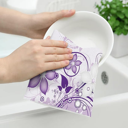 Purple Floral Kitchen Towels