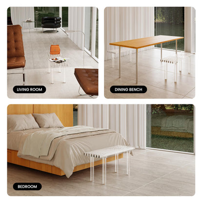 Sumerflos Acrylic Entryway Bench - 35" Clear Shoe Storage Bench for Bedroom & End of Bed & Hallway, Holds Up to 350 Lb (Seat for 2 People), Modern, Easy Assembly