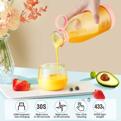 MIAOKE Portable Blender,Fashion Portable Blender for Shakes and Smoothies 11.8 Oz,Magnetic USB Fast Charging Mini Mixer Bottle,Take It for Traveling, Outdoor, Gym, Office, Cars, Gift -PK