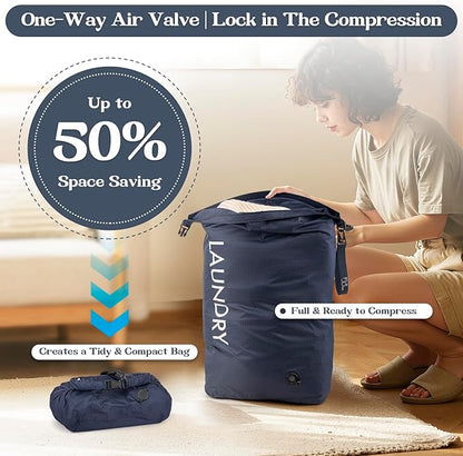 Travel Laundry Bag, Vacuum Compression Dirty Clothes Travel Bag, Waterproof