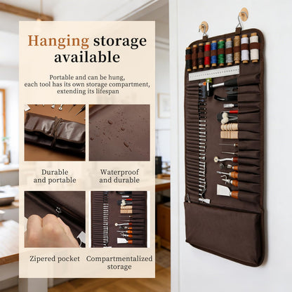 SHWAKK Leather Working Tools, All in One Leather Tooling Kit, Complete LeatherCraft Kit with Storage Bag, Stamping Tools for Sewing, Carving, Punching Stamping for Making and Handicrafts