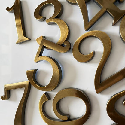 Bronze Mailbox Numbers Door Address Sign Stickers for Outside, Stick on Aprtment Office Home Room Doors, Aged Metal Shiny, Waterproof and Durable.(Bronze, 2.75" - Set of 20)