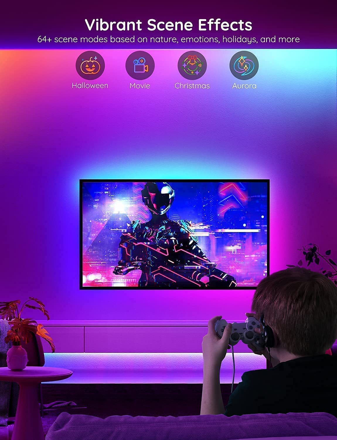 Govee RGBIC Alexa LED Strip Light 32.8ft, Smart WiFi LED Lights Work with Alexa and Google Assistant, Segmented DIY, Music Sync, Color Changing LED Strip Lights for Room, Kitchen, Desk, Holiday