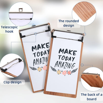 Epakh 30 Pcs Mini Clipboard Small Clipboards Wooden Half Page Clipboard Wood Check Presenters Kids Clipboards for Restaurant School Waitress Guest Server Books Menu Holder, 8 x 4 Inch